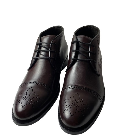 marc joseph New York Gold Mens Allen St Chukka Boots Leather Napa Wine Size US 9 - Picture 2 of 6